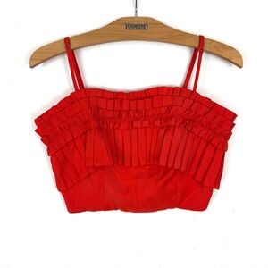 DO+BE Scarlet Ruffle Pleated Fitted Crop Top
